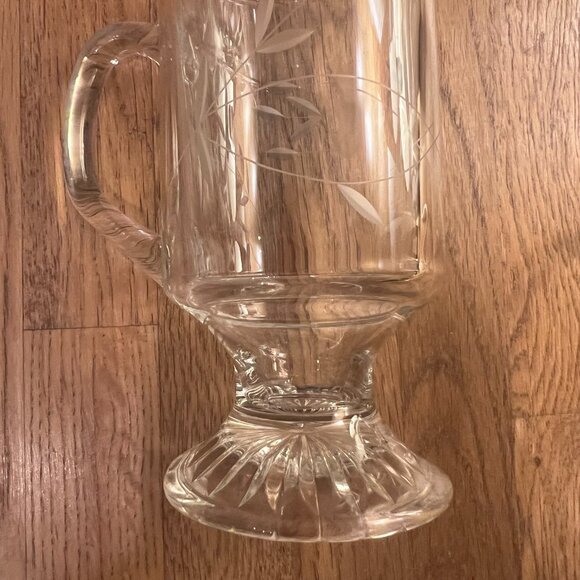 Princess House Mugs Etched Crystal Heritage Footed Pedestal Irish Coffee Set 2 - Picture 3 of 10